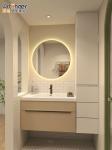 NO Faucet Included Luxury Hotel Center Bathroom Mirror Cabinet with Double Sink