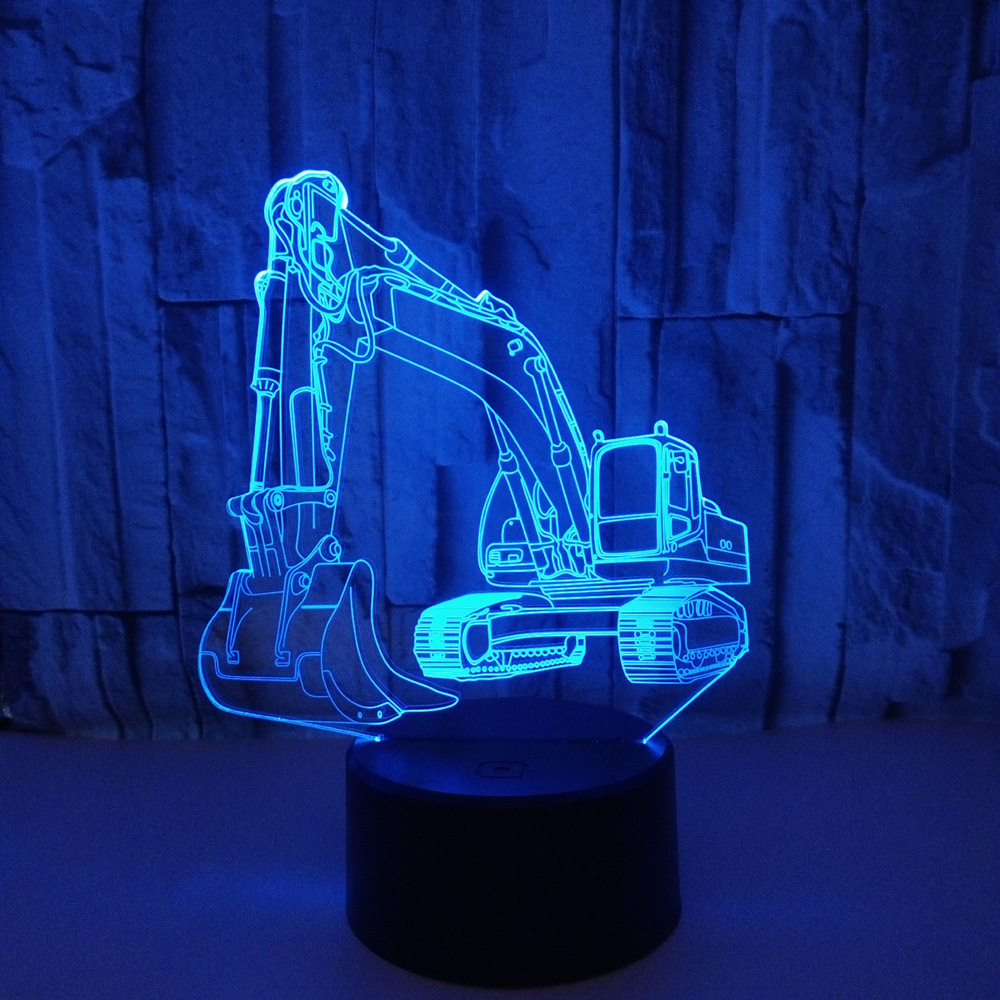 OEM logo picture Excavator 3D LED night light Colorful remote control touch Creative gift small table lamp
