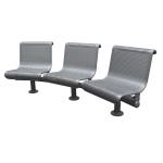 Silver Color Steel 3 Seater Metal Bench , Park Metal Curved Garden Bench With