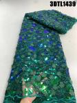 Sequins Decoration 3D Flowers Lace African Embroidery Fabric for Bridal Wedding