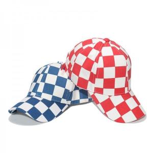 Quality Black And White Checkerboard Plaid Baseball Cap Retro Casual Cap wholesale