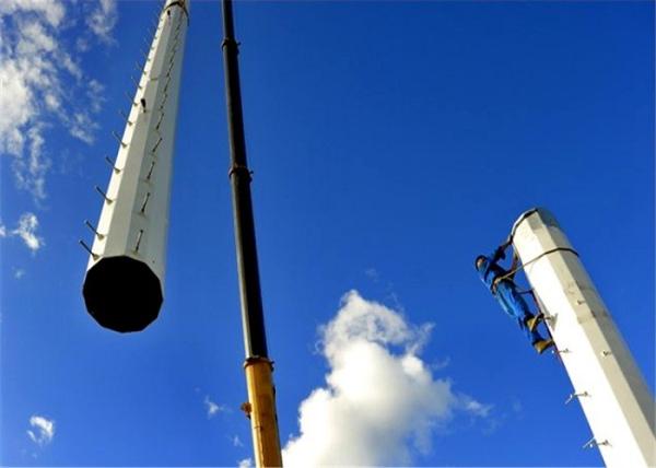 Silver Monopole Transmission Tower , Hot-dip Galvanized Power Monopole