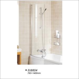 Quality 6mm Tempered Glass Bath Screen Folding Type Frameless 750mmx1400mm wholesale