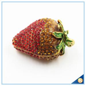 Quality Small Starwberry with Rhinestone jewelry trinket box wholesale Delicate Wedding Gifts wholesale