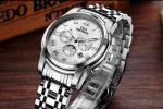 White Dial Mens Mechanical Watches Stainless Steel Mechanical Watch
