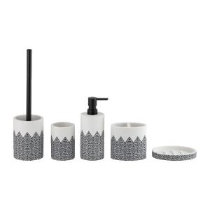 Quality White Color Bathroom Accessories Set With Black W Stripe round shape wholesale