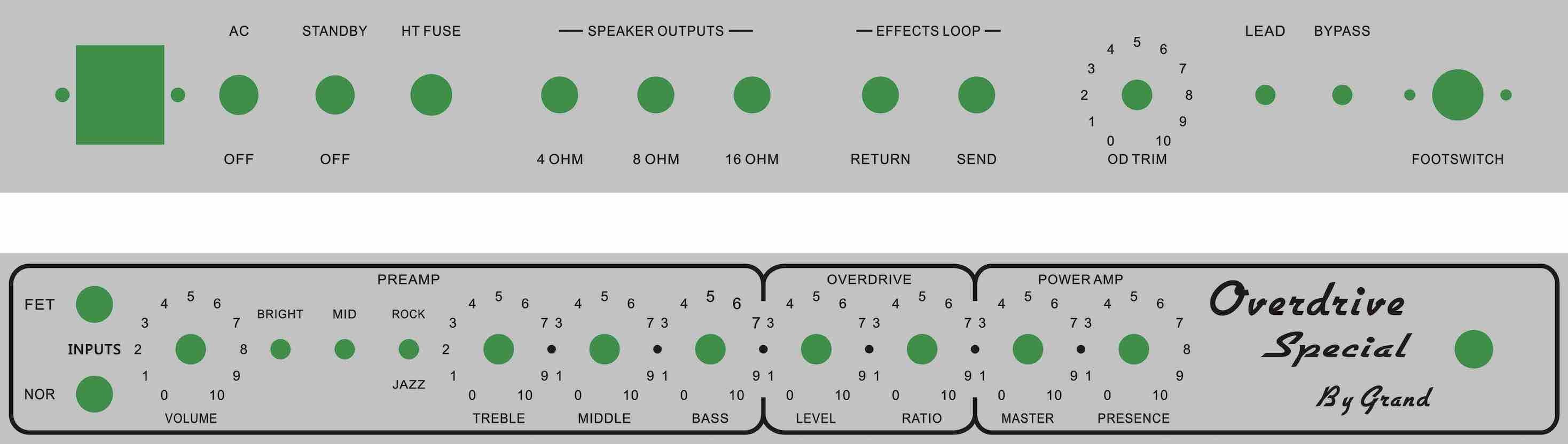 Grand ODS100 Overdrive Special Guitar Amplifier Dumble Clone 100W with Kinds Tolex Customized Faceplates Free Shipping