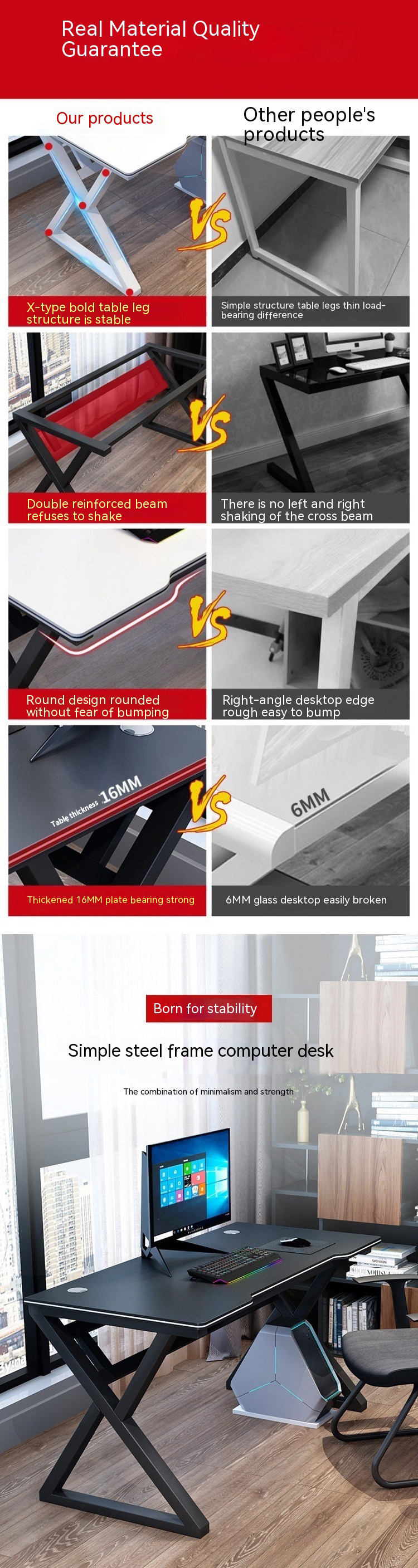 Customizable Free Combination Computer Desk for Students and Professionals