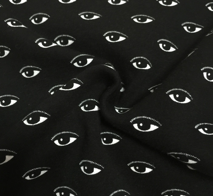 New Printing ! High class 100% cotton Eye Pattern for casual clothing Jacquard knitted fabric