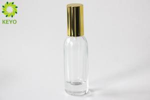 Quality Clear Glass Foundation Bottle 30ml Thick Bottom Type With Gold Aluminium Pump wholesale