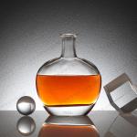 Hot Stamping Glass Bottles for Liquor Customized 250ml 500ml Flat Round Shape