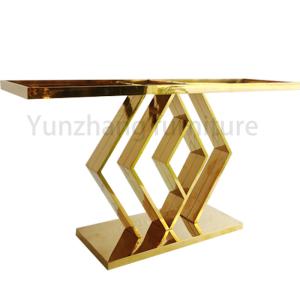Quality Rhombus Base Golden Marble Tabletop Dining Tables Living Room Furniture wholesale