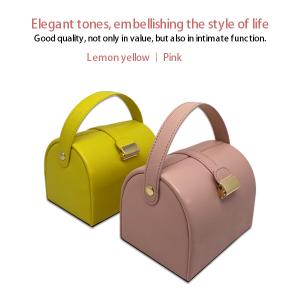 Quality pink Portable Jewelry display Box PU Leather Storage Case wholesale