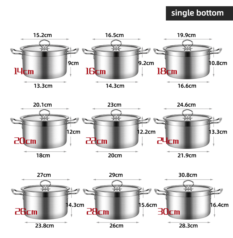 Amazon Top Seller Stainless Steel Food Soup Pot Cooking Pot With Glass Lid
