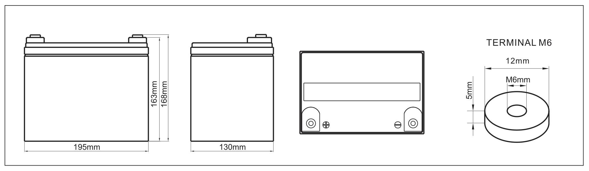 12 V 33 AH Top Terminal VRLA AGM Battery for General Purpose , L195mm x W130mm x H168mm