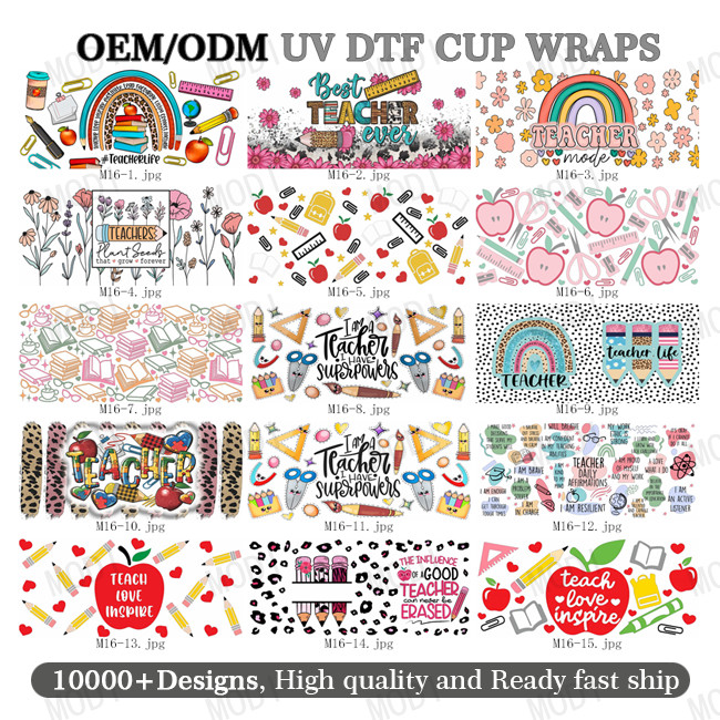 Wholesale Custom Design Ready To Transfer DIY UVDTF Sticker 16Oz 20Oz 24Oz UV DTF Cup Wraps For 16oz 24oz Glass Can 20oz