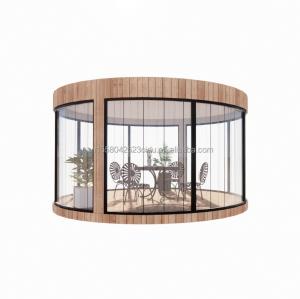 Quality Galvanized Steel Square Tubes EU Standard Wooden Houses Glass Sunshine House Prefab Mobile Shop Store for Garden Cafe wholesale