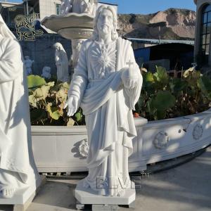 Quality Sacred Heart Jesus Statue Marble Sculpture Life Size Catholic Religious Carving Stone White Church Outdoor wholesale