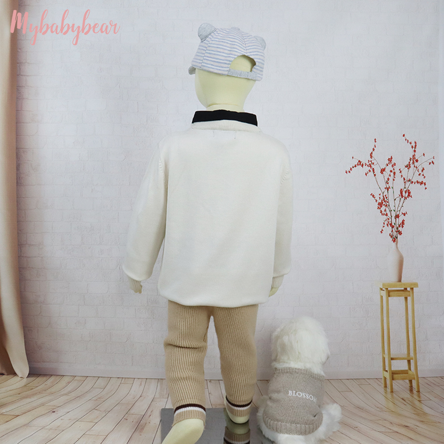 Children's fake-shirt faux shirt Collar neck long sleeve girls full needle Kid Knitted sweater