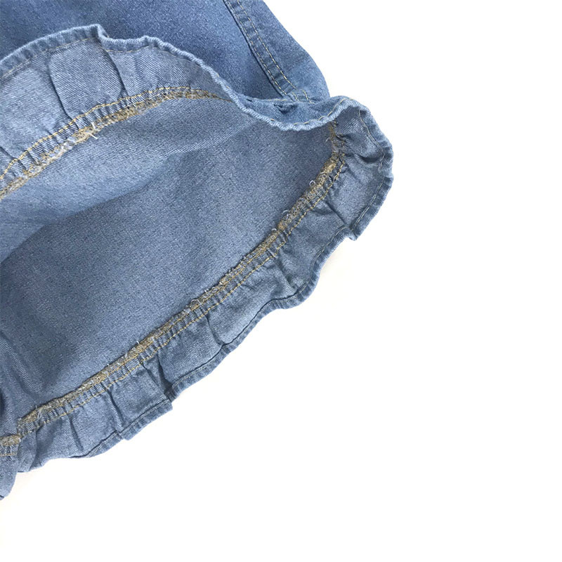 Factory Bespoke Woman Vintage Corrugated Edge Denim Shorts