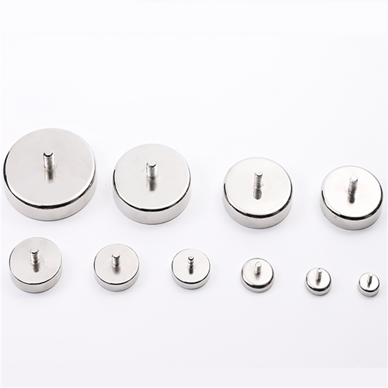 Strong Pulling Force Pot Round Magnet With External Screw Neodymium Rare Earth Magnets