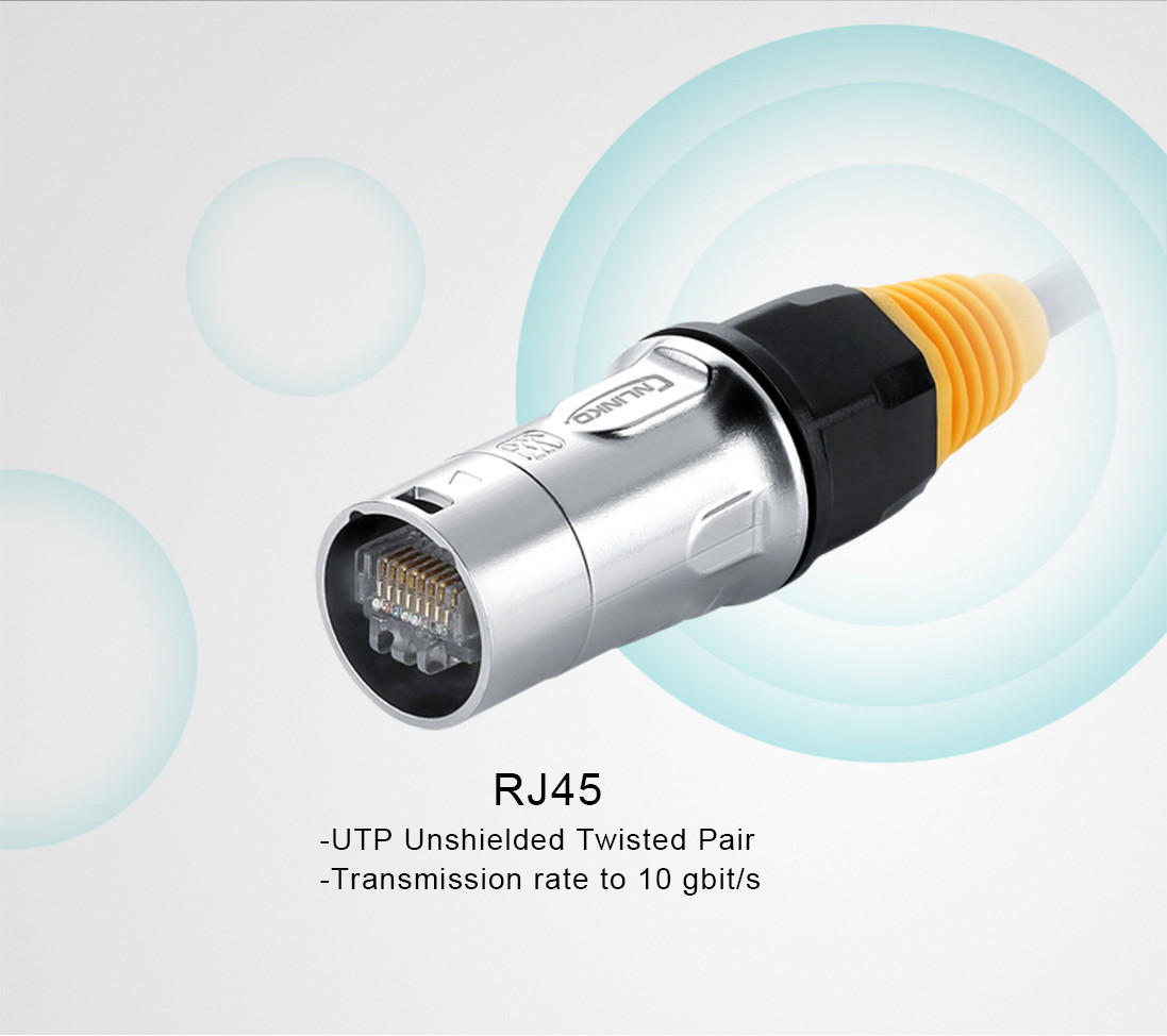 Double shield dual rj45 pcb mount connector waterproof ip67 lan cable available