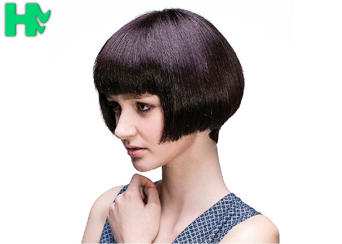 Synthetic Heat Resistant Choppy Short Bob Wigs With Bangs 8 Inch Length