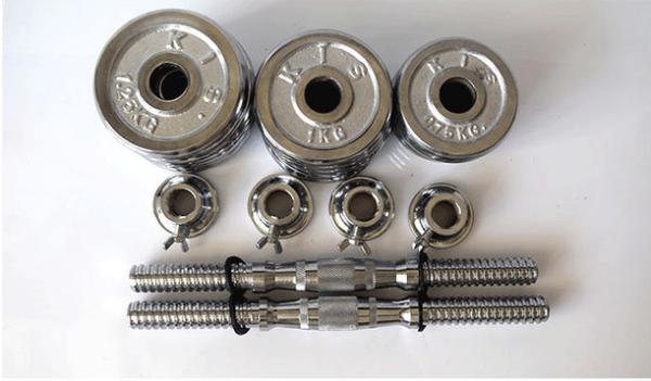 sliver rubber bar knurl bar adjustable chromed dumbbell set