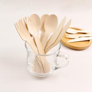 Quality 16cm Degradable Wooden Spoon Smooth Disposable Cutlery Set Family Party wholesale