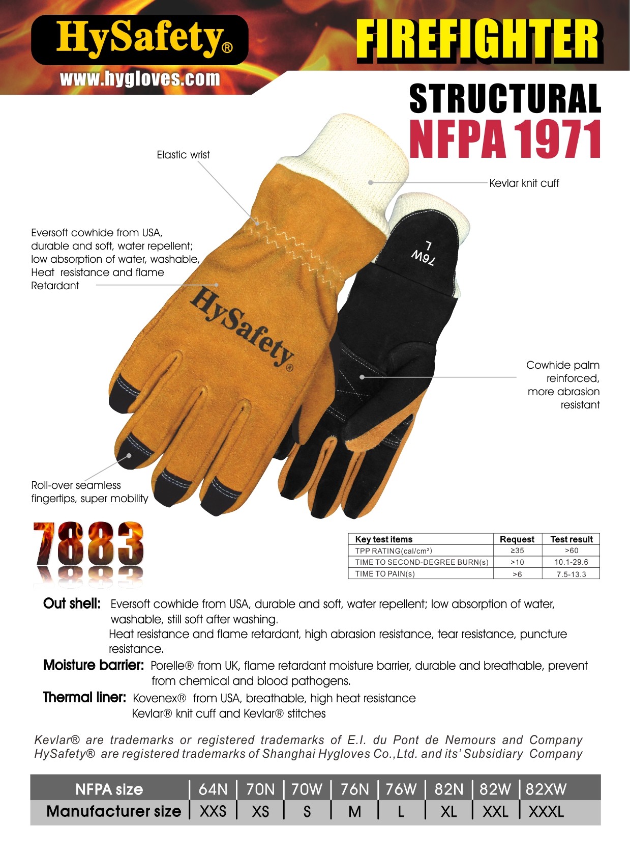 NFPA1971 High Dexterity Heat Resistant Gloves Cowhide Structural Firefighting Gloves