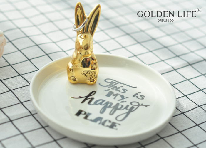 Rabbit Ring Dish Holder Jewelry Ceramic Jewelry Dish For Earrings Necklace