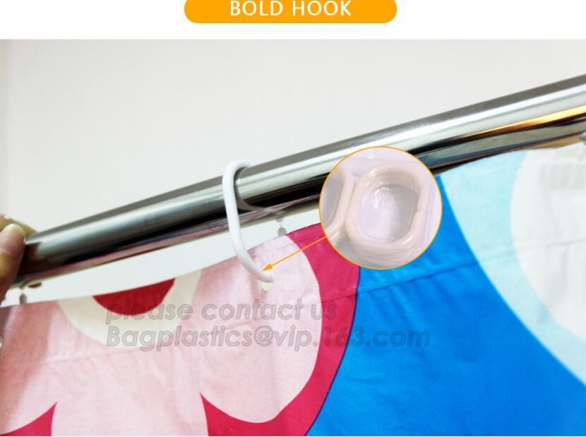 SCENERY PRINTING POLYESTER SHOWER CURTAIN, custom 3d eva shower curtain for bathroom, Popular cotton hooks polyester tex