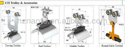 C32 Festoon Trolley for flat Cable Carrier 4m Or 6m Length 32mm*30mm*1.5mm