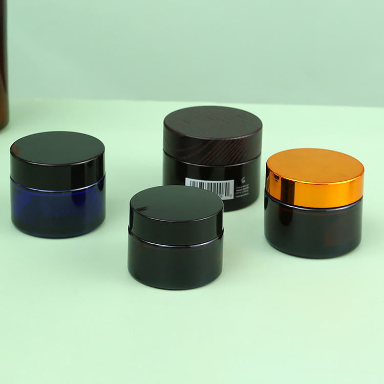 Empty Glossy or Matte Round Shaped Cosmetic Glass Cream Jars with Lid Collar Material Glass 5g 10g 15g 20g 60g Industrial