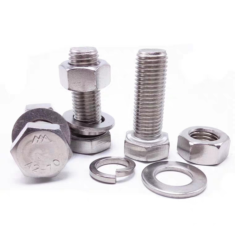 Plain Finish Stainless Steel Hex Head Bolts Nuts Washers with Customizable Options