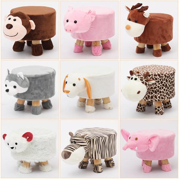 High Quality Modern Style Wooden Stools Cute Animal Shape Small Chair Solid Wood
