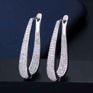 Quality U shape Stud Earrings Women Luxury Shiny CZ Earring Fashion Contracted Wedding Accessories High Quality Earrings Jewelr wholesale