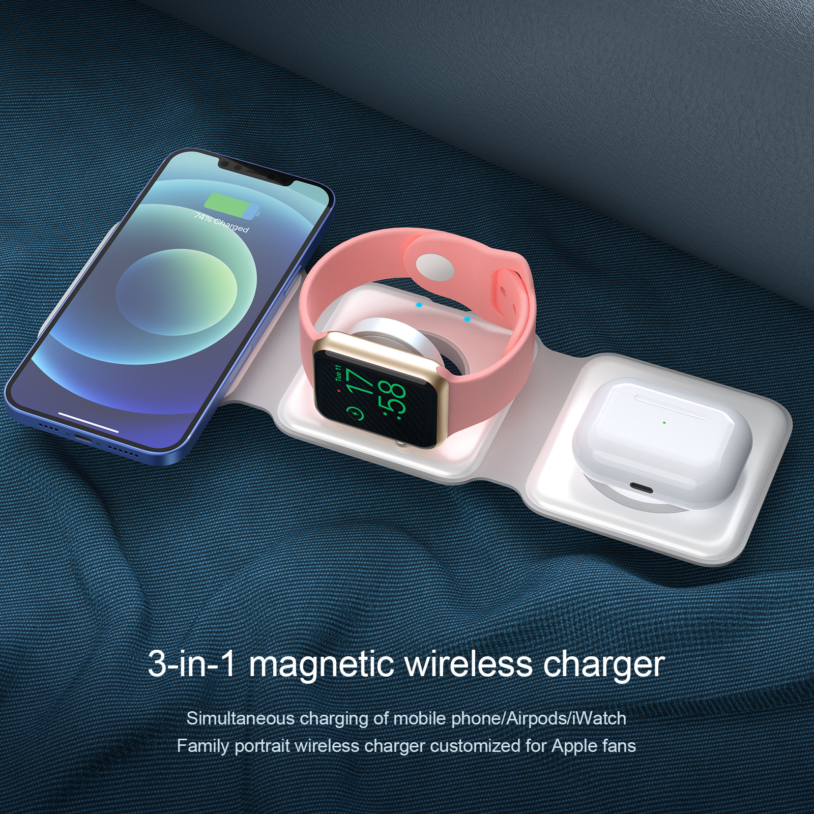 15W Portable Wireless Charging Pad Charge for Qi enabled Devices Lightweight at 180g