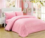 Sateen Stripe Duvet Cover Polyester Cotton Bedding Set 4pcs Solid Color