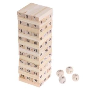 Quality Digits Domino Wooden Building Blocks Toy Tower Stacking Game wholesale