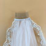 36" Embroidery Sliver Cord lace Ivory/White Bridal Veil Wedding Accessories