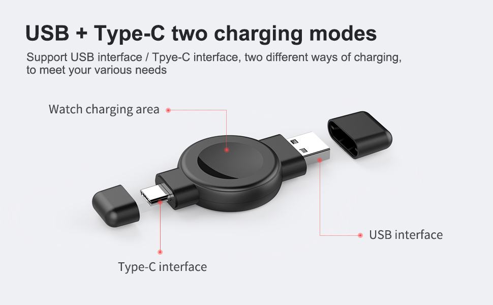 Dual Interface Samsung Apple Watch Charger Smartwatch Wireless Charging 2.5W 20g