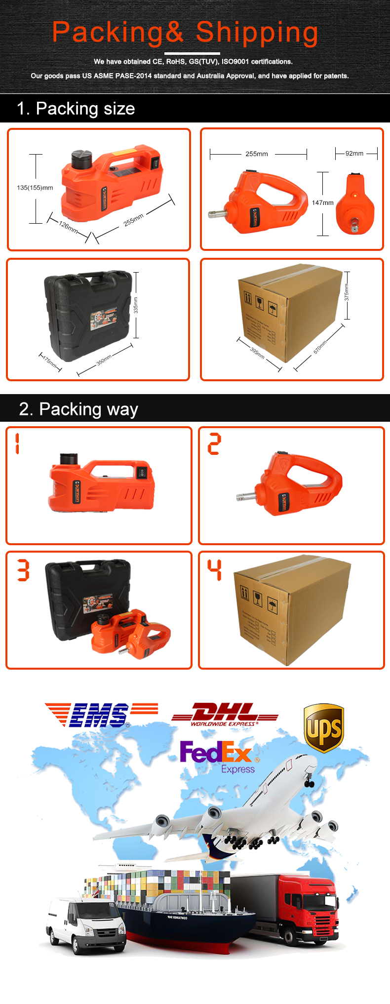 Universal Portable 3t Electric Hydraulic Jack Kit For Car Repair