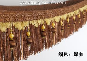 Quality Handmade fashionable chain beads lace tassels fringes for curtain/sofa/pillow decoration wholesale
