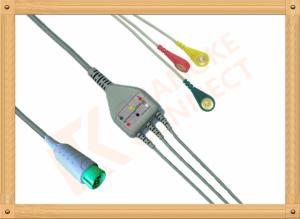 Quality Fukuda Denshi ECG Patient Cable 3 Leads Snap IEC Insulated wholesale