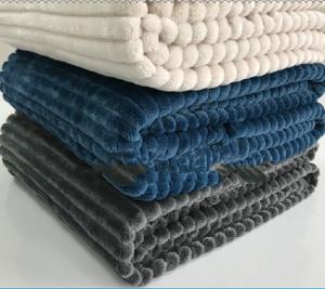 Quality Elegant 3D Embossed Striped Flannel Blanket , Super Soft Comfortable Throw Blankets wholesale
