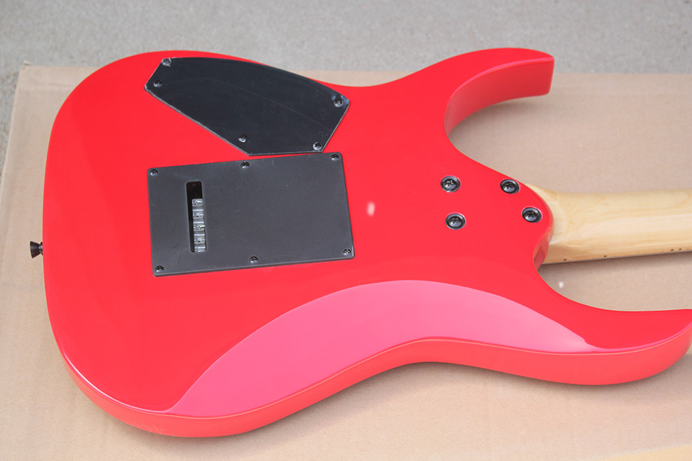 Factory Custom Red Body Electric Guitar with Floyd Rose,HSH Pickups,Black Dots Fret Inlay,Black Hardwares