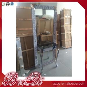 Quality Dressing table with light mirror used beauty salon furniture gold frame hair salon station mirror wholesale