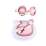 Bear Shape Silicone Baby Feeding Set 6Pcs BPA Free Suction Bowl With Lid