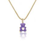 Colorful 24k Gold Jewelry Enamel Bear Zircon Pendant Necklace